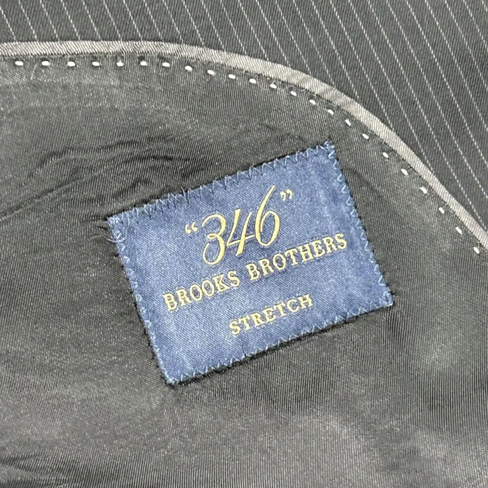Brooks Brothers Blazer Mens 43R Gray Pinstripe 346 Stretch Wool Blend Two Button